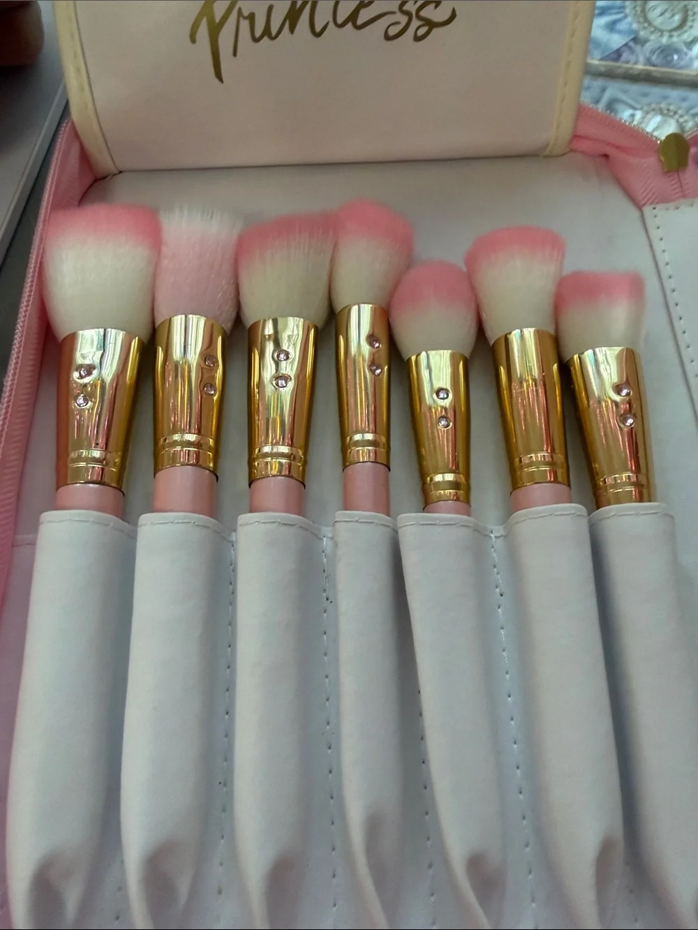 SLMISSGLAM Glam Brush Book - Pink Makeup Brush Organizer with 24 brushes
